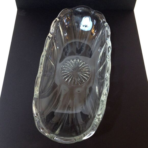 Vintage Clear Crystal Cut Glass Oval Relish Serving Dish Bowl Candy Nuts 8x4" - Picture 4 of 8